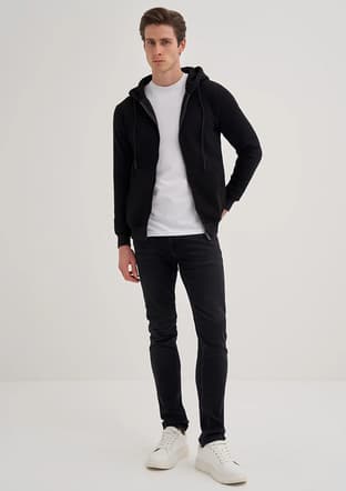56170 Erkek Siyah Sweatshirt - 1