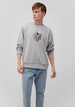 M0S10402-70075 Erkek Gri Sweatshirt - 1