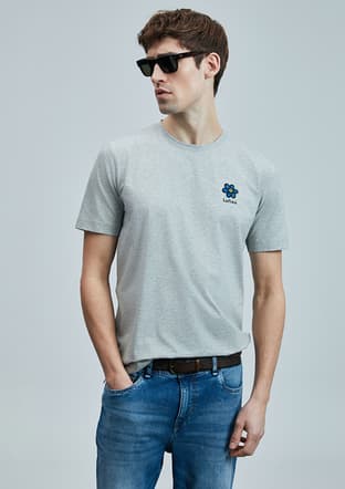 111020246 Erkek Gri Baskılı T-shirt - 3