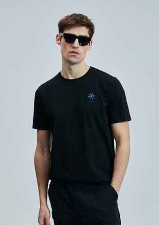 111020246 Erkek Siyah Baskılı T-shirt - 1