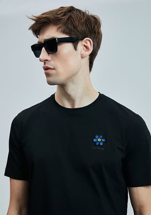 111020246 Erkek Siyah Baskılı T-shirt - 3