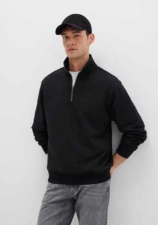 M0S10419-900 Erkek Siyah Sweatshirt - 1