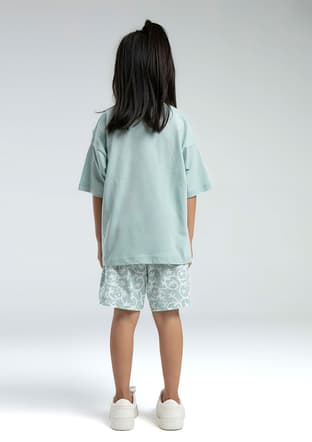 Rp3621-G Kız Çocuk Yeşil Pijama - 2
