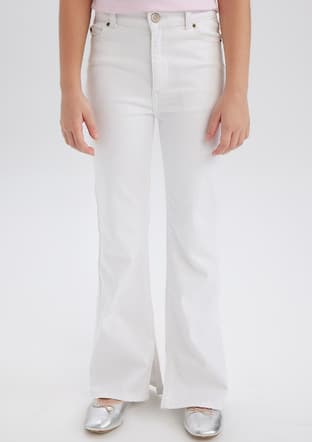 D7099A8Tra Kız Çocuk Beyaz Jean Pantolon - 2