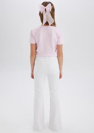 D7099A8Tra Kız Çocuk Beyaz Jean Pantolon - 3