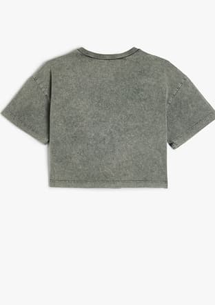 5Skg10093Ak Kız Çocuk Antrasit Baskılı T-shirt - 2