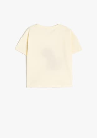 5Smg10032Ak Kız Çocuk Bej Baskılı T-shirt - 2