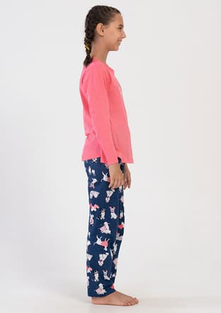 4050640862 Kız Çocuk Pembe Pijama - 3