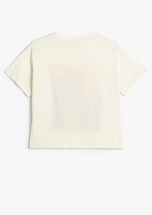 5Skg10018Ak Kız Çocuk Beyaz Baskılı T-shirt - 2