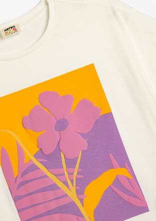 5Skg10018Ak Kız Çocuk Beyaz Baskılı T-shirt - 3