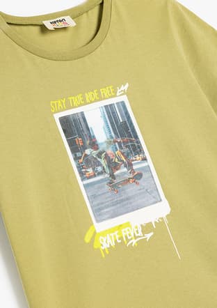 5Skb10053Tk Erkek Çocuk Yeşil Bisiklet Yaka T-shirt - 3