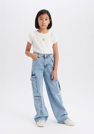 D9694A8Xa Kız Çocuk Mavi Jean Pantolon - 1