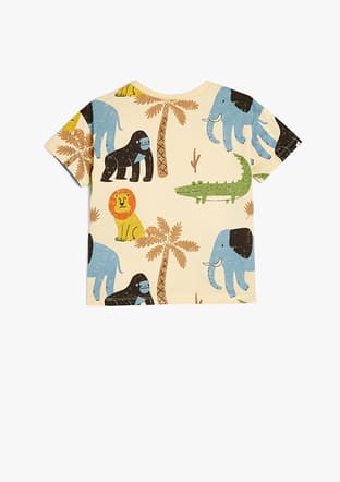 5Smb10040Tk Erkek Çocuk Bej Baskılı T-shirt - 2