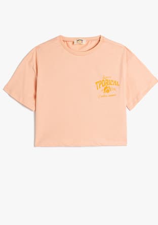5Skg10144Ak Kız Çocuk Pembe Baskılı T-shirt - 1