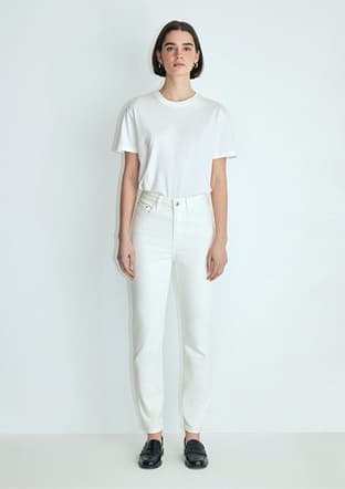 M101077-31868 Kadın Beyaz Jean Pantolon - 1