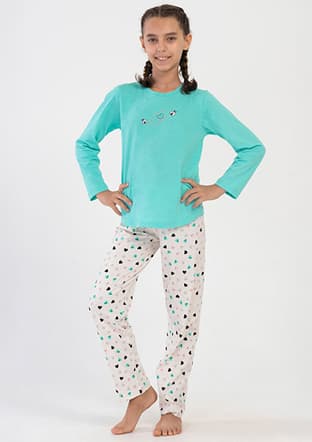 4050700580 Kız Çocuk Yeşil Pijama - 1