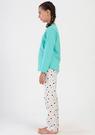 4050700580 Kız Çocuk Yeşil Pijama - 3
