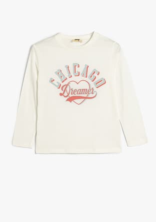 5Wkg10263Ak Kız Çocuk Beyaz Baskılı T-shirt - 1