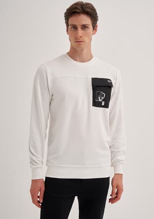 24Kceeo05016 Erkek Beyaz Sweatshirt - 2