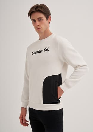 24Kceeo05028 Erkek Beyaz Sweatshirt - 1
