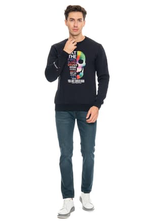 23Sjjskull05 Erkek Lacivert Sweatshirt - 3