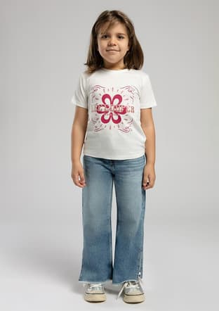 252 Lcg 242008 Kız Çocuk Beyaz Baskılı T-shirt - 2