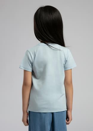 252 Lcg 242003 Kız Çocuk Mavi Baskılı T-shirt - 2