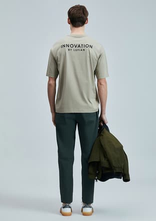 111020252 Erkek Bej Basic T-shirt - 2