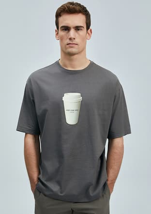 111020252 Erkek Kahverengi Basic T-shirt - 1