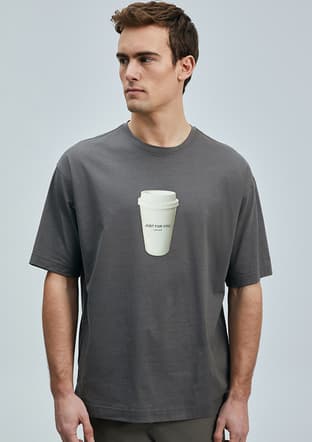 111020252 Erkek Kahverengi Basic T-shirt - 3