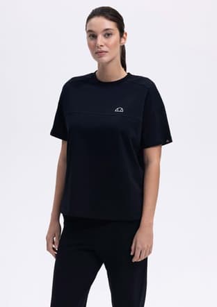 Ef394 Kadın Siyah Baskılı T-shirt - 1