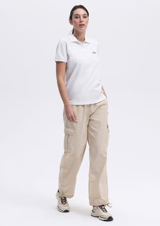 Ef393 Kadın Beyaz Polo Yaka T-shirt - 2