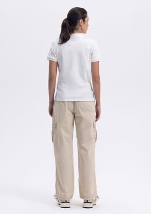 Ef393 Kadın Beyaz Polo Yaka T-shirt - 3