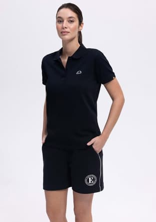 Ef393 Kadın Siyah Polo Yaka T-shirt - 1