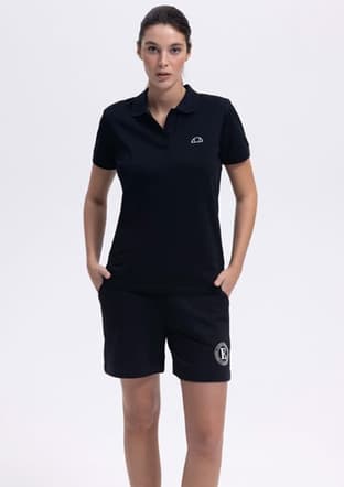 Ef393 Kadın Siyah Polo Yaka T-shirt - 2