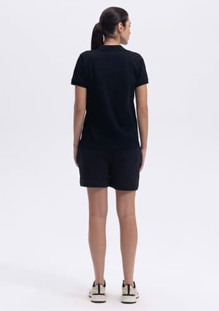 Ef393 Kadın Siyah Polo Yaka T-shirt - 3
