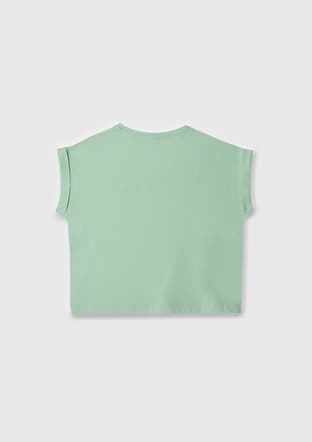 17075 Kız Çocuk Yeşil Basic T-shirt - 2