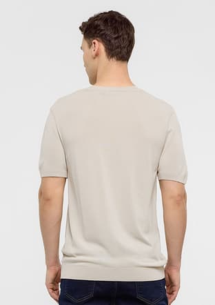 B34S40011 Erkek Bej Triko T-shirt - 2