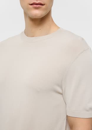B34S40011 Erkek Bej Triko T-shirt - 3
