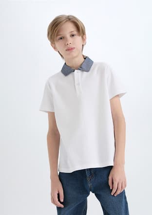 D9254A8Trva Erkek Çocuk Beyaz Polo Yaka T-shirt - 1