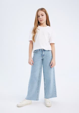 D7092A8Tra Kız Çocuk Mavi Jean Pantolon - 1