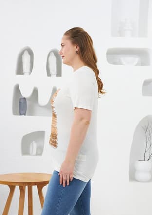 O6678 Kadın Beyaz Basic T-shirt - 2