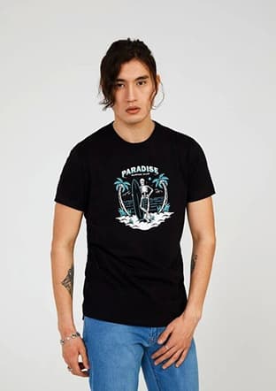 Tc7120 Erkek Siyah Baskılı T-shirt - 1