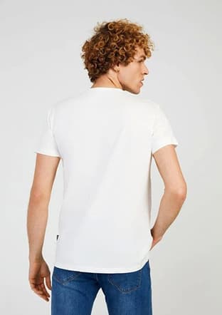 Tc7118 Erkek Beyaz Baskılı T-shirt - 2