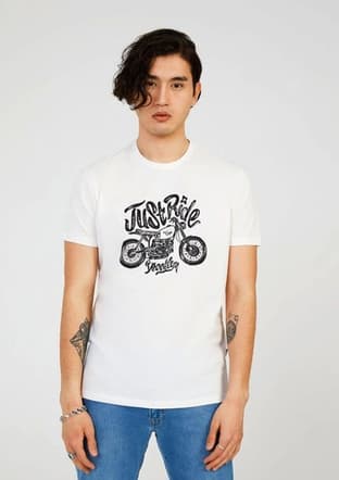 Tc7121 Erkek Beyaz Baskılı T-shirt - 1