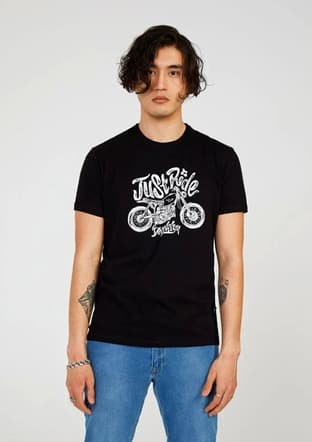 Tc7121 Erkek Siyah Baskılı T-shirt - 1