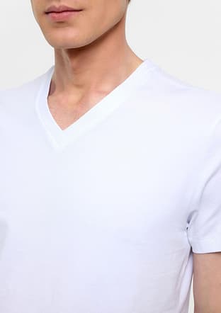 Ts1014000445 Erkek Beyaz V Yaka T-shirt - 3