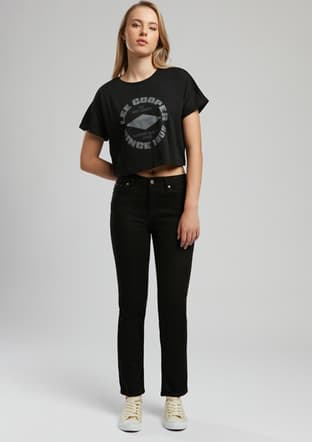 252 Lcf 242019 Kadın Siyah O Yaka T-shirt - 1