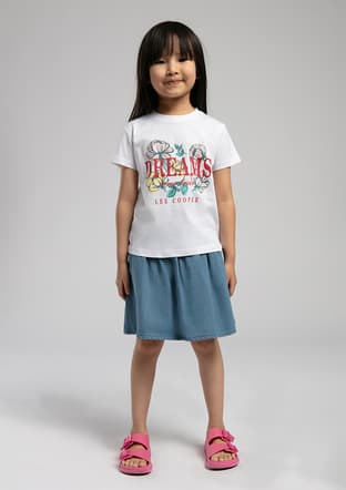 252 Lcg 242005 Kız Çocuk Beyaz Baskılı T-shirt - 1