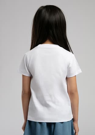 252 Lcg 242005 Kız Çocuk Beyaz Baskılı T-shirt - 3